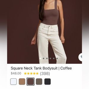 Nuuds Square neck tank body suit. Size Medium Color Coffee